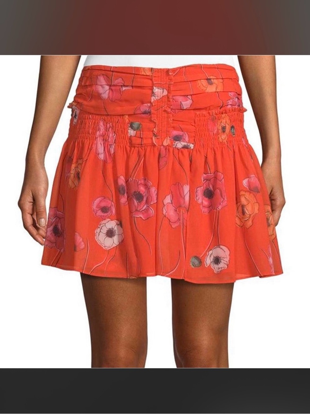Camilla & Marc Mona Mini Skirt in Red Poppy Floral Print Size 6